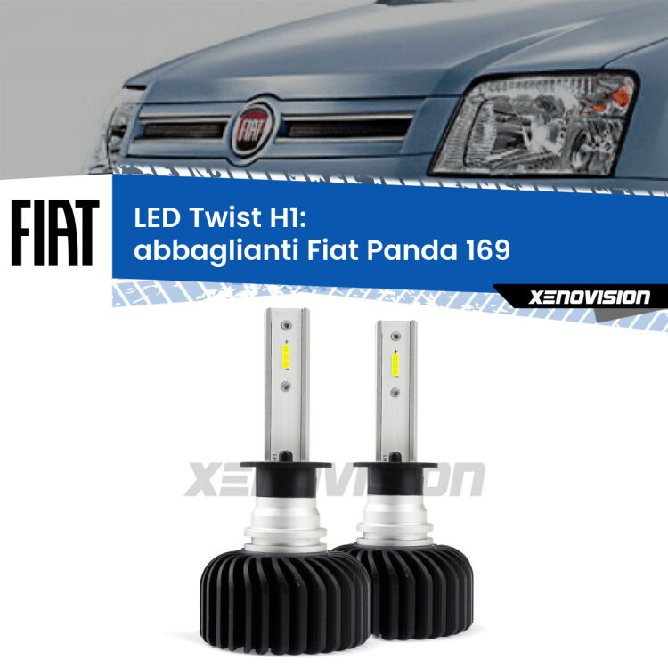 Abbaglianti LED Fiat Panda 169 2003 -2012: H1 11,000Lm <strong>Kit abbaglianti LED</strong> H1 per <strong>Fiat Panda</strong> 169 2003 -2012. Compatte, impermeabili, senza ventola: praticamente indistruttibili. Top Quality.