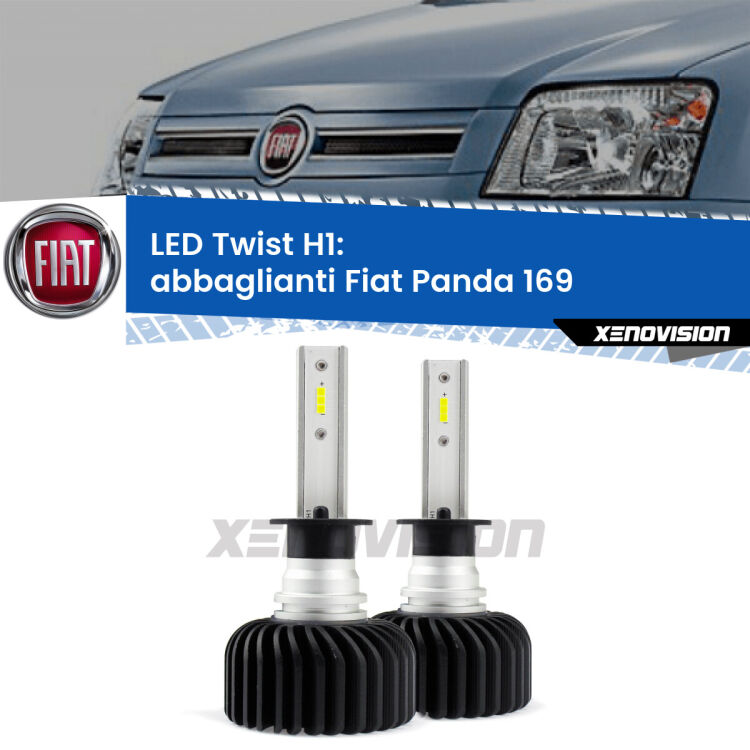 <strong>Kit abbaglianti LED</strong> H1 per <strong>Fiat Panda</strong> 169 2003-2012. Compatte, impermeabili, senza ventola: praticamente indistruttibili. Top Quality.