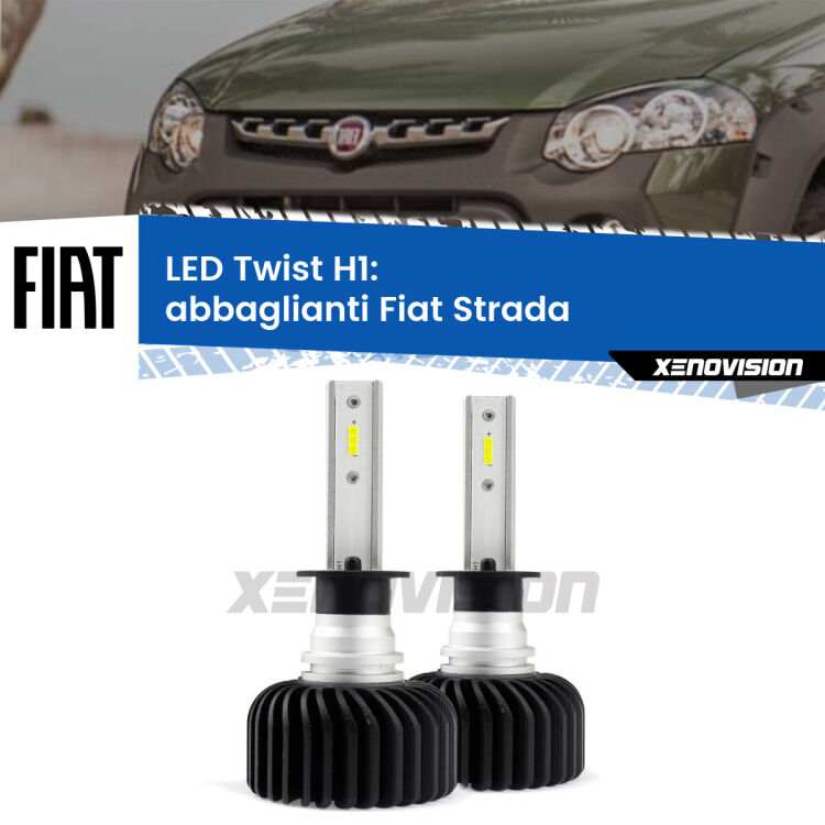 Abbaglianti LED Fiat Strada a parabola doppia: H1 11,000Lm <strong>Kit abbaglianti LED</strong> H1 per <strong>Fiat Strada</strong> a parabola doppia. Compatte, impermeabili, senza ventola: praticamente indistruttibili. Top Quality.