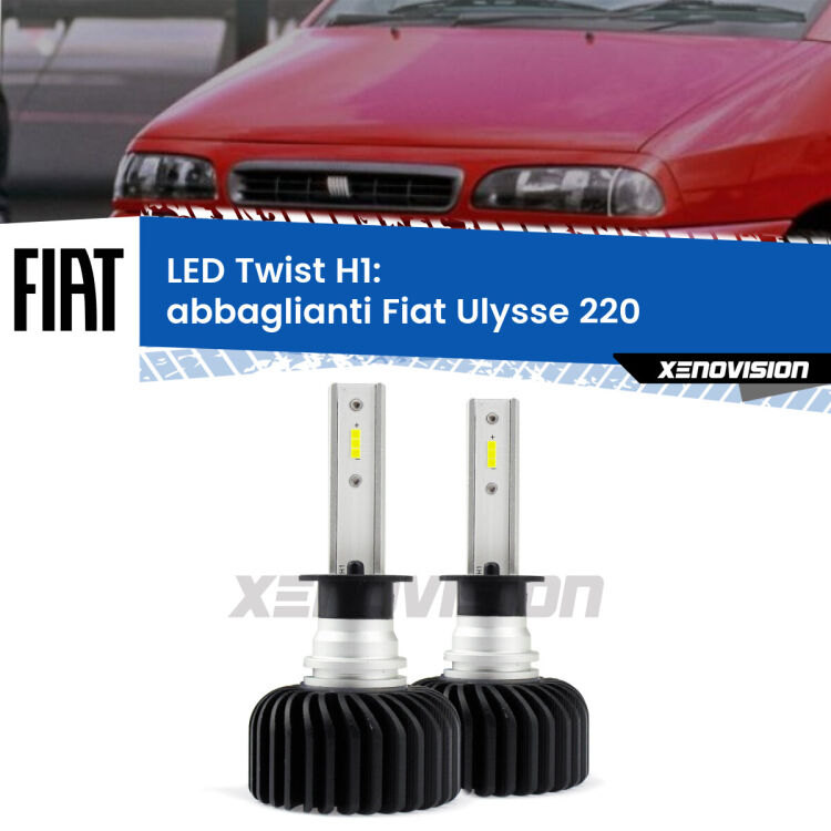 Abbaglianti LED Fiat Ulysse 220 1994 -2002: H1 11,000Lm <strong>Kit abbaglianti LED</strong> H1 per <strong>Fiat Ulysse</strong> 220 1994 -2002. Compatte, impermeabili, senza ventola: praticamente indistruttibili. Top Quality.