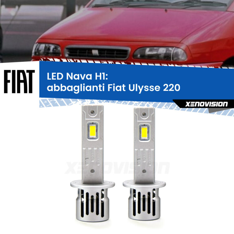 0 Abbaglianti LED Fiat Ulysse 220 1994 -2002: H1 Nava <strong>Abbaglianti LED no-spie per Fiat Ulysse</strong> 220 1994 -2002. Coppia lampade <strong> H1</strong> modello Nava canbus, raffreddate a ventola.