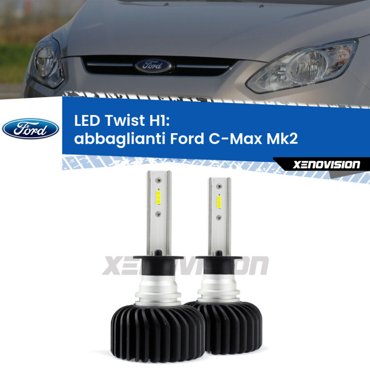 Abbaglianti LED Ford C-Max Mk2 2011 -2019: H1 11,000Lm <strong>Kit abbaglianti LED</strong> H1 per <strong>Ford C-Max</strong> Mk2 2011 -2019. Compatte, impermeabili, senza ventola: praticamente indistruttibili. Top Quality.