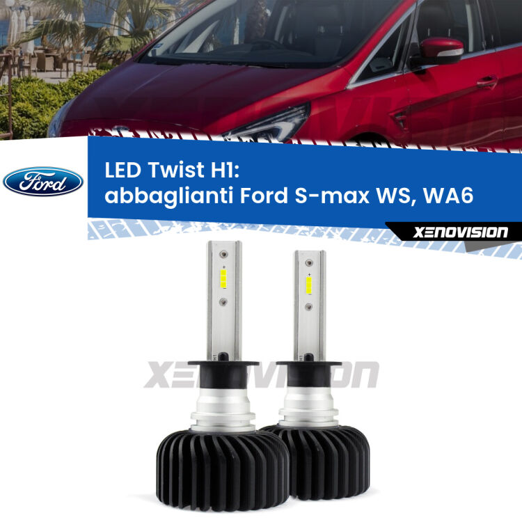 <strong>Kit abbaglianti LED</strong> H1 per <strong>Ford S-max</strong> WS, WA6 2006-2014. Compatte, impermeabili, senza ventola: praticamente indistruttibili. Top Quality.