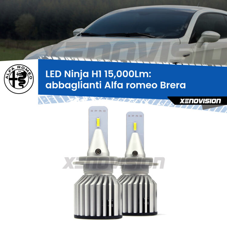 <strong>Kit abbaglianti LED specifico per Alfa romeo Brera</strong>  con fari Bi-Xenon. Lampade <strong>H1</strong> Canbus da 15.000Lumen di luminosità modello Ninja Xenovision.