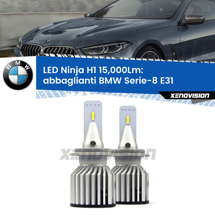 <strong>Kit abbaglianti LED specifico per BMW Serie-8</strong> E31 1990-1999. Lampade <strong>H1</strong> Canbus da 15.000Lumen di luminosità modello Ninja Xenovision.