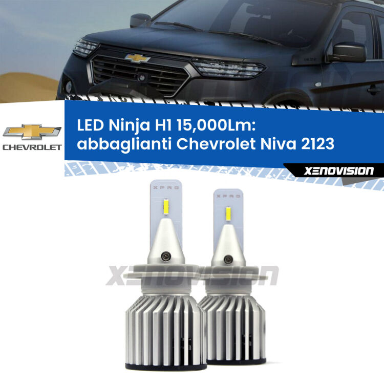 <strong>Kit abbaglianti LED specifico per Chevrolet Niva</strong> 2123 2002-2009. Lampade <strong>H1</strong> Canbus da 15.000Lumen di luminosità modello Ninja Xenovision.