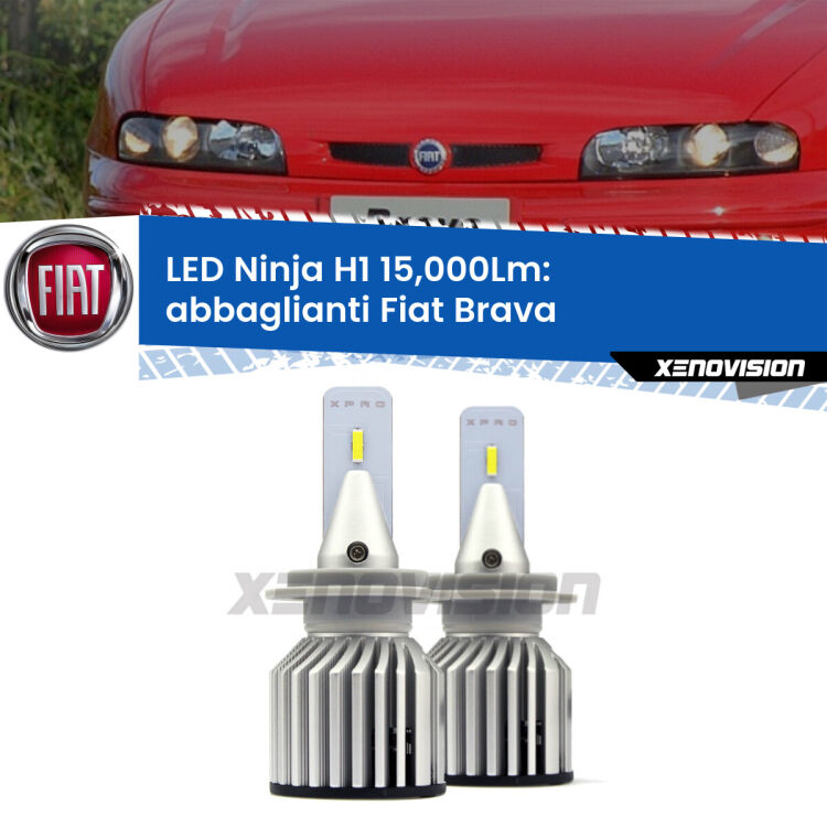 <strong>Kit abbaglianti LED specifico per Fiat Brava</strong>  1995-2001. Lampade <strong>H1</strong> Canbus da 15.000Lumen di luminosità modello Ninja Xenovision.