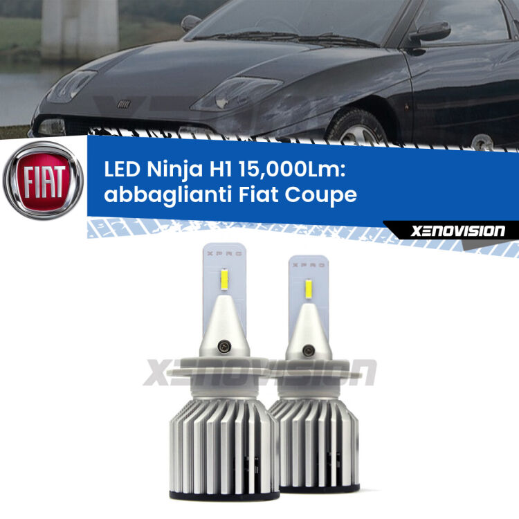 <strong>Kit abbaglianti LED specifico per Fiat Coupe</strong>  1993-2000. Lampade <strong>H1</strong> Canbus da 15.000Lumen di luminosità modello Ninja Xenovision.