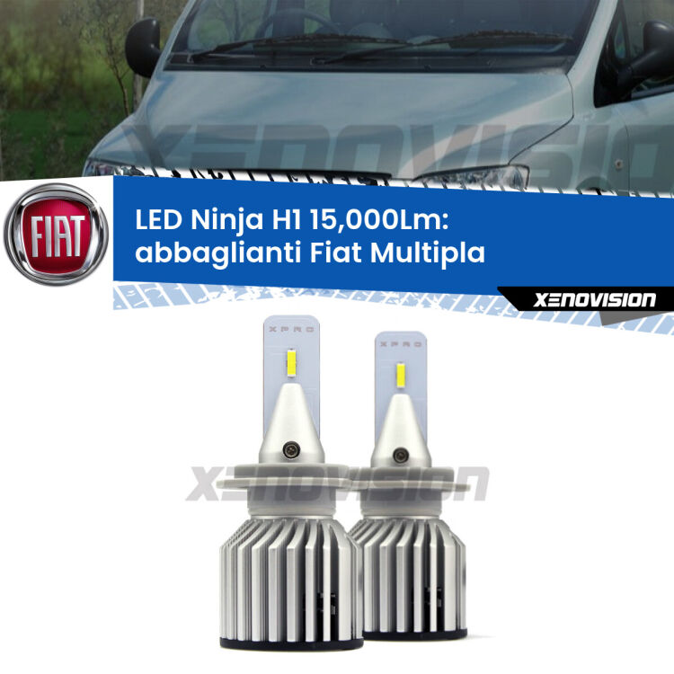<strong>Kit abbaglianti LED specifico per Fiat Multipla</strong>  2004-2010. Lampade <strong>H1</strong> Canbus da 15.000Lumen di luminosità modello Ninja Xenovision.