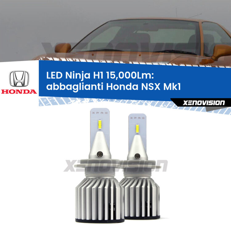 <strong>Kit abbaglianti LED specifico per Honda NSX</strong> Mk1 1990-2005. Lampade <strong>H1</strong> Canbus da 15.000Lumen di luminosità modello Ninja Xenovision.