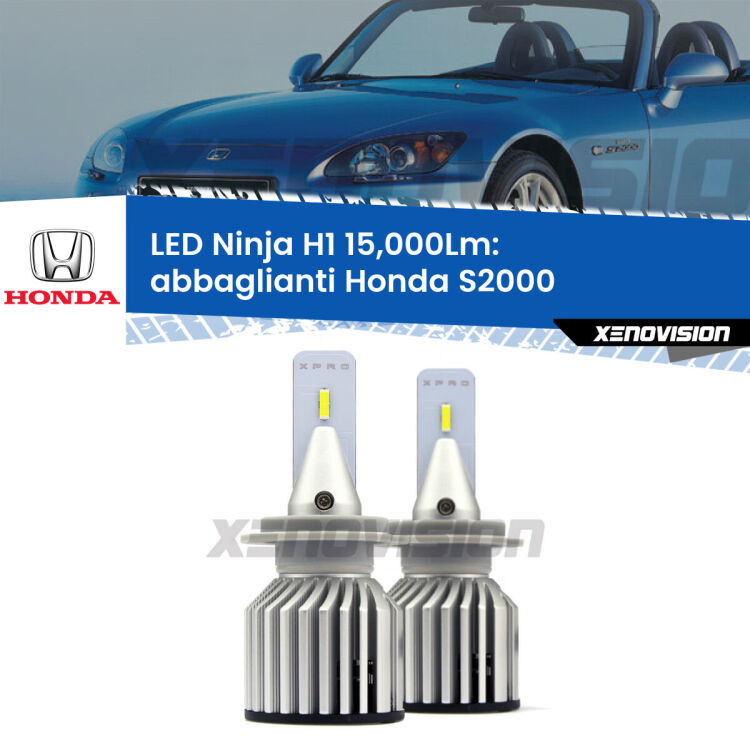 <strong>Kit abbaglianti LED specifico per Honda S2000</strong>  1999-2009. Lampade <strong>H1</strong> Canbus da 15.000Lumen di luminosità modello Ninja Xenovision.