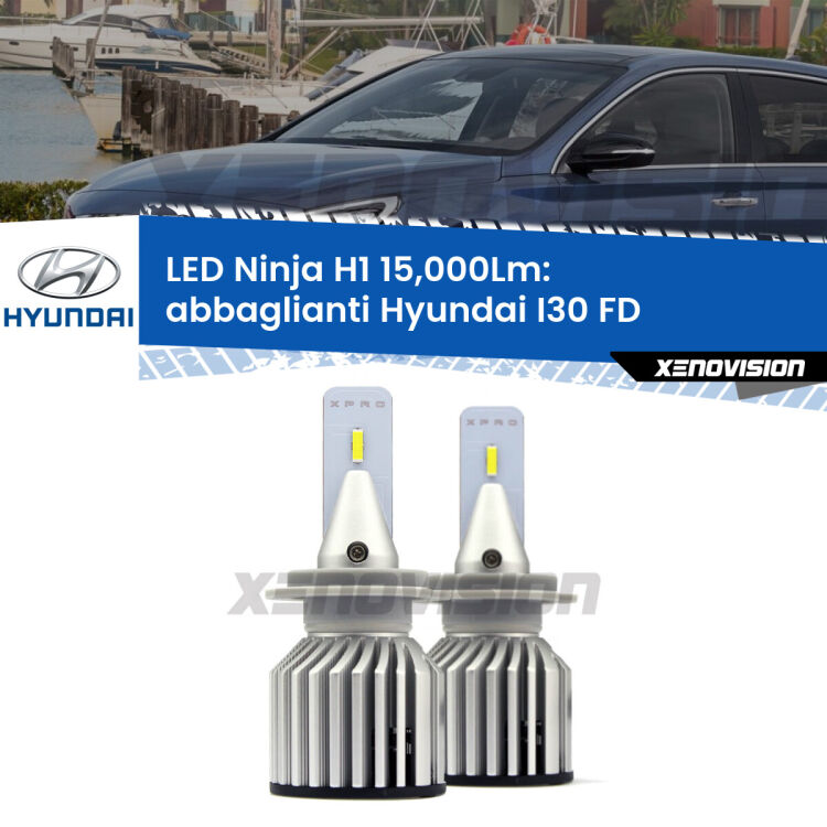 <strong>Kit abbaglianti LED specifico per Hyundai I30</strong> FD 2007-2011. Lampade <strong>H1</strong> Canbus da 15.000Lumen di luminosità modello Ninja Xenovision.