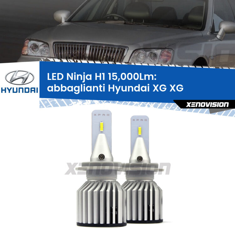<strong>Kit abbaglianti LED specifico per Hyundai XG</strong> XG 1998-2005. Lampade <strong>H1</strong> Canbus da 15.000Lumen di luminosità modello Ninja Xenovision.