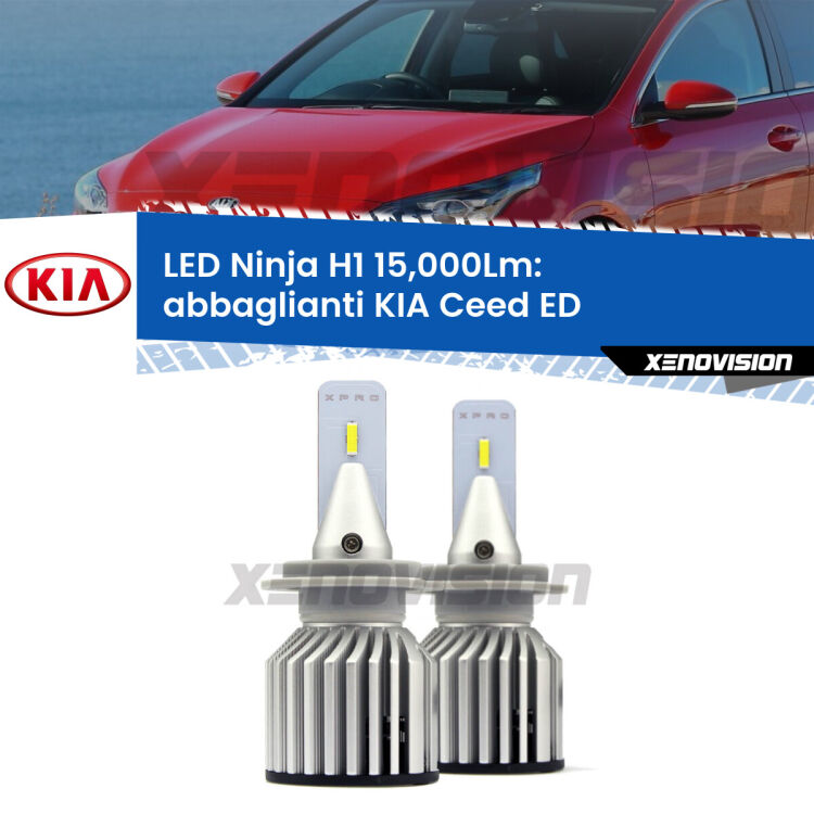 <strong>Kit abbaglianti LED specifico per KIA Ceed</strong> ED 2006-2012. Lampade <strong>H1</strong> Canbus da 15.000Lumen di luminosità modello Ninja Xenovision.