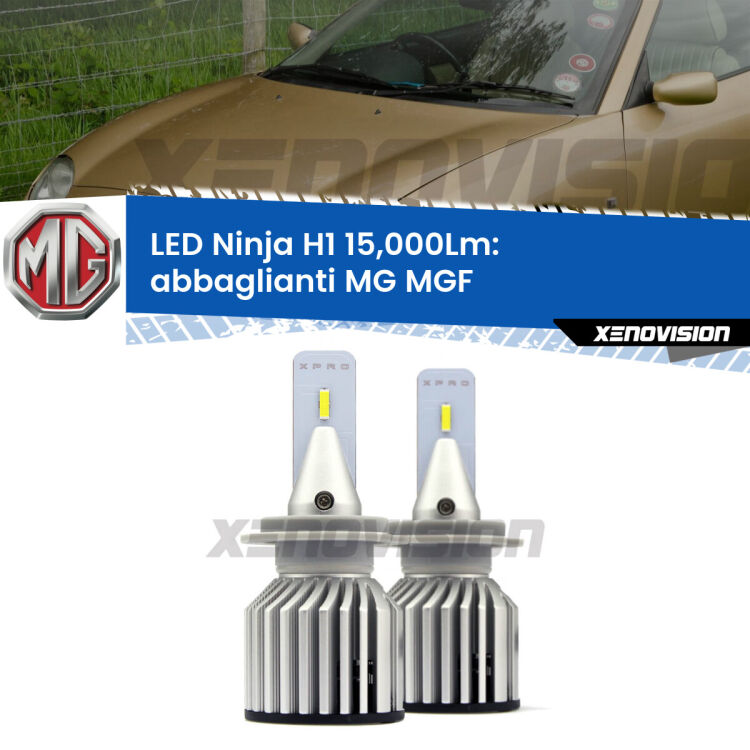 <strong>Kit abbaglianti LED specifico per MG MGF</strong>  1995-2002. Lampade <strong>H1</strong> Canbus da 15.000Lumen di luminosità modello Ninja Xenovision.