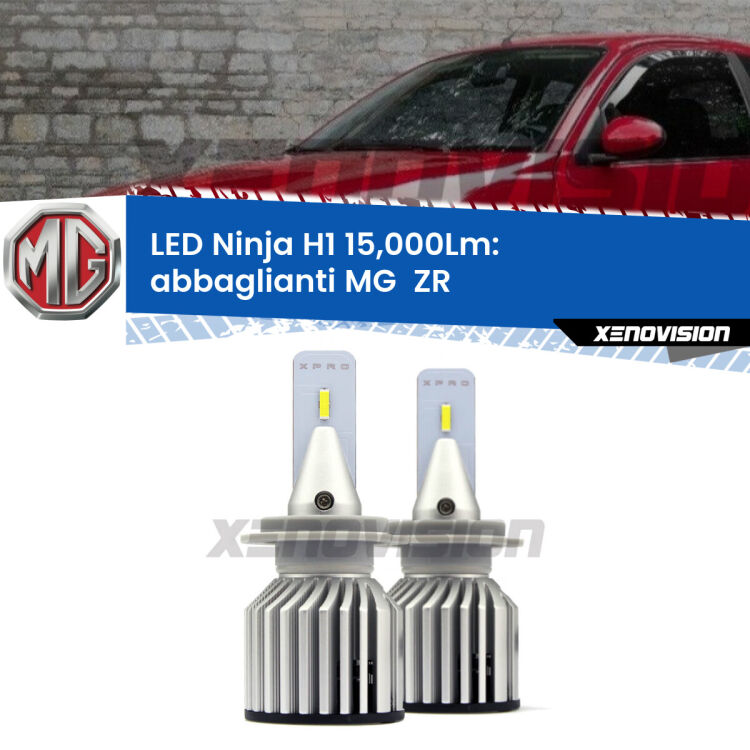 <strong>Kit abbaglianti LED specifico per MG  ZR</strong>  2001-2005. Lampade <strong>H1</strong> Canbus da 15.000Lumen di luminosità modello Ninja Xenovision.