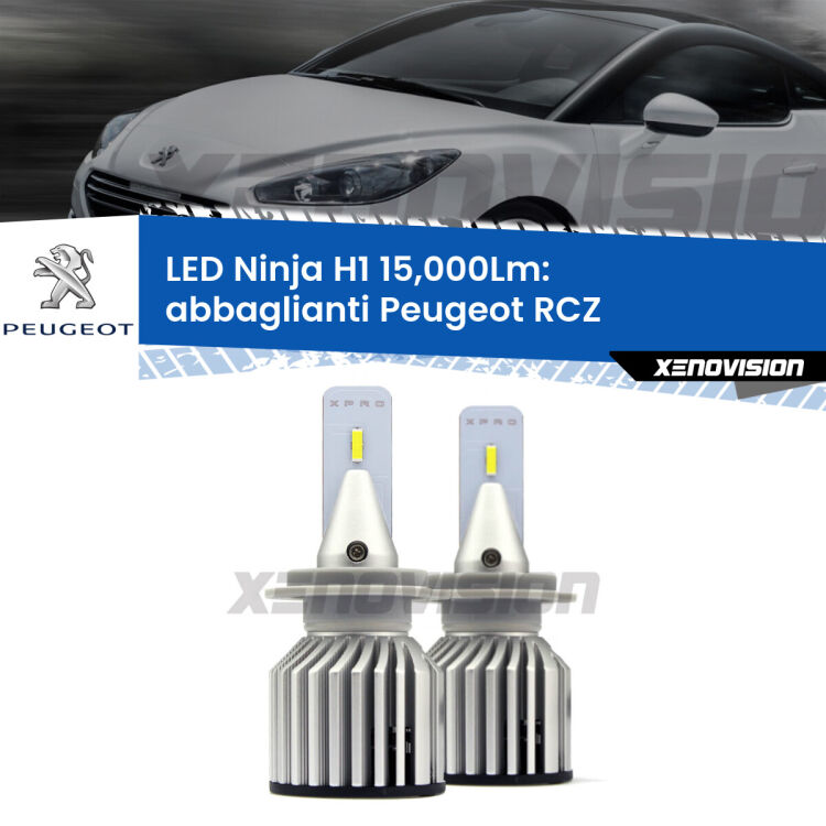<strong>Kit abbaglianti LED specifico per Peugeot RCZ</strong>  2010-2015. Lampade <strong>H1</strong> Canbus da 15.000Lumen di luminosità modello Ninja Xenovision.