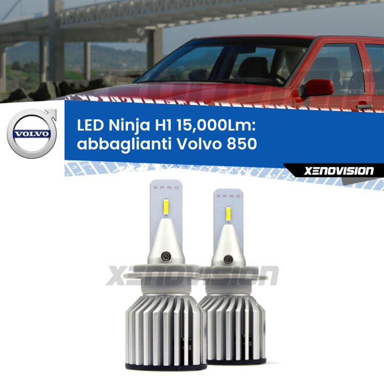 <strong>Kit abbaglianti LED specifico per Volvo 850</strong>  a parabola doppia. Lampade <strong>H1</strong> Canbus da 15.000Lumen di luminosità modello Ninja Xenovision.