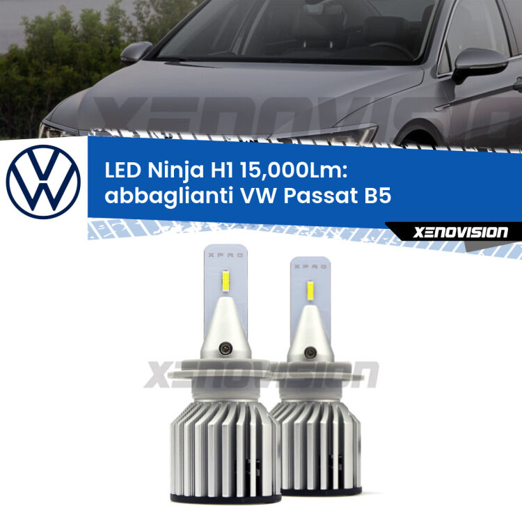 <strong>Kit abbaglianti LED specifico per VW Passat</strong> B5 1996-2000. Lampade <strong>H1</strong> Canbus da 15.000Lumen di luminosità modello Ninja Xenovision.