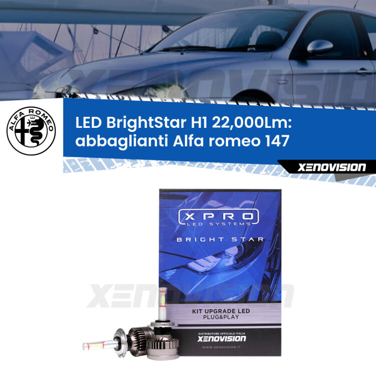 0 Abbaglianti LED H1 22,000Lm per Alfa romeo 147 2005 -2010 <strong>Kit LED abbaglianti per Alfa romeo 147</strong> 2005 -2010. </strong>Due lampade Canbus H1 Brightstar da 22,000 Lumen. Qualità Massima.