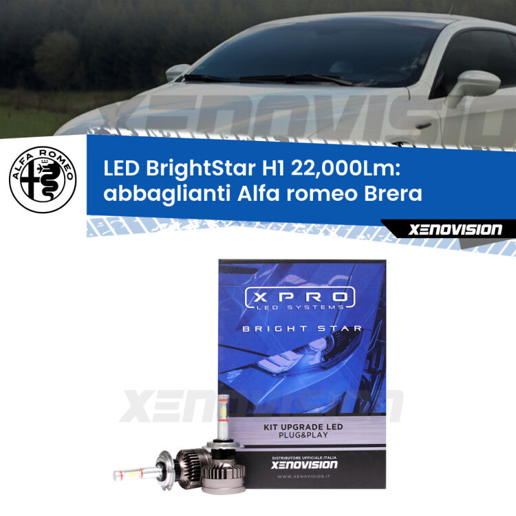 Abbaglianti LED H1 22,000Lm per Alfa romeo Brera  con fari Bi-Xenon <strong>Kit LED abbaglianti per Alfa romeo Brera</strong>  con fari Bi-Xenon. </strong>Due lampade Canbus H1 Brightstar da 22,000 Lumen. Qualità Massima.