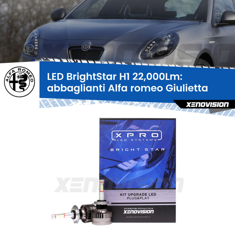 Abbaglianti LED H1 22,000Lm per Alfa romeo Giulietta 2010 in poi <strong>Kit LED abbaglianti per Alfa romeo Giulietta</strong> 2010 in poi. </strong>Due lampade Canbus H1 Brightstar da 22,000 Lumen. Qualità Massima.