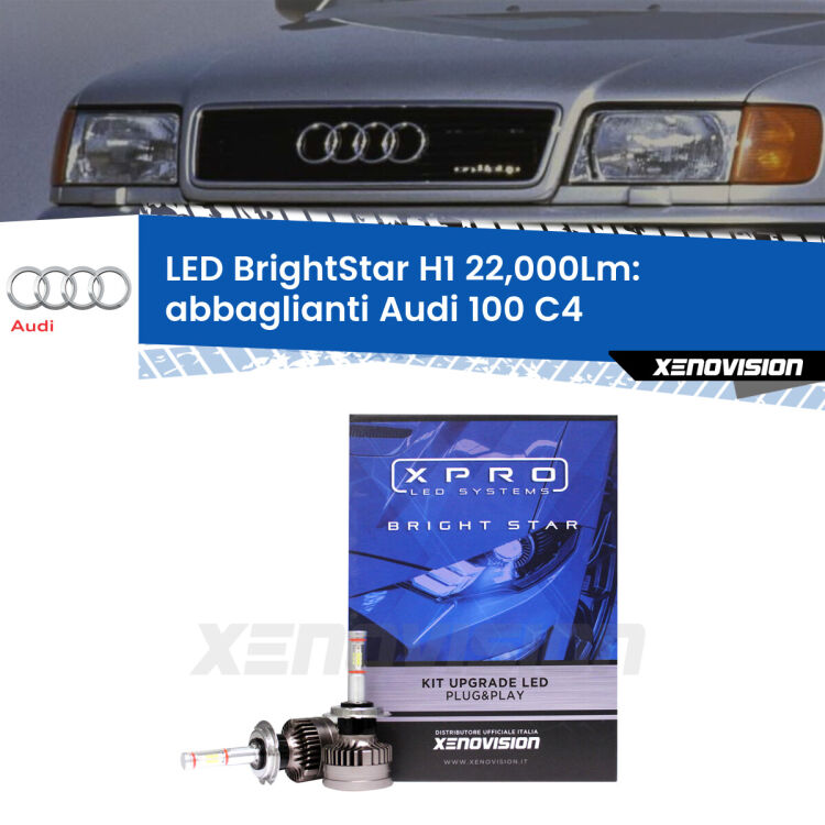 <strong>Kit LED abbaglianti per Audi 100</strong> C4 a parabola tripla. </strong>Due lampade Canbus H1 Brightstar da 22,000 Lumen. Qualità Massima.