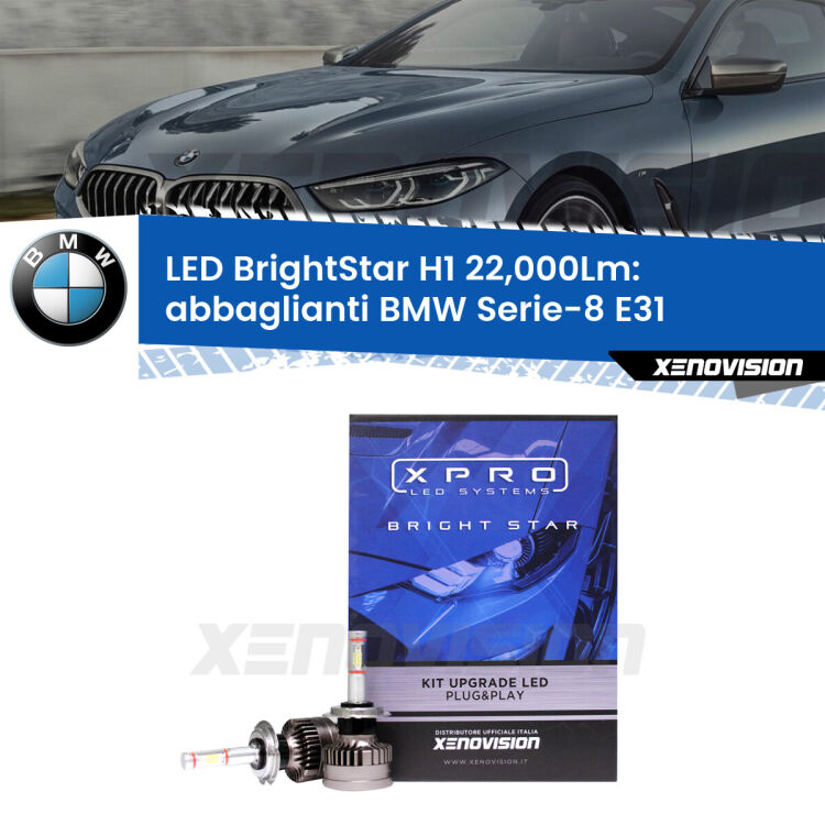 <strong>Kit LED abbaglianti per BMW Serie-8</strong> E31 1990-1999. </strong>Due lampade Canbus H1 Brightstar da 22,000 Lumen. Qualità Massima.
