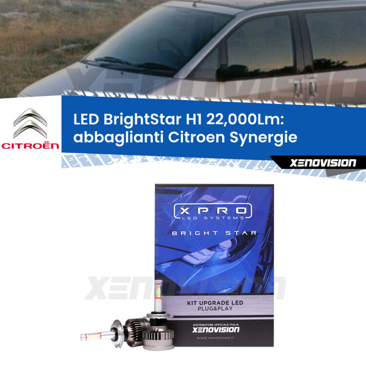 <strong>Kit LED abbaglianti per Citroen Synergie</strong>  1994-2002. </strong>Due lampade Canbus H1 Brightstar da 22,000 Lumen. Qualità Massima.