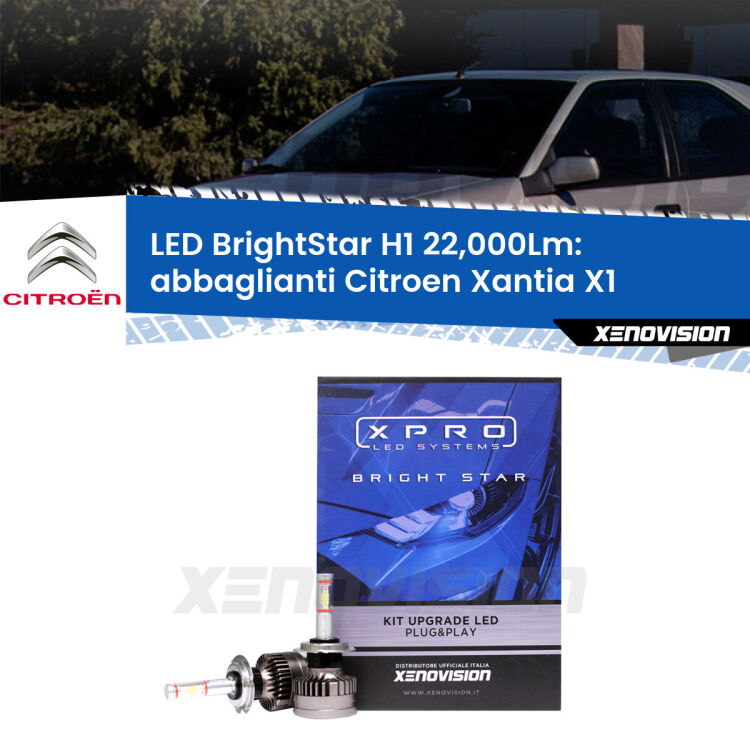 <strong>Kit LED abbaglianti per Citroen Xantia</strong> X1 1993-2003. </strong>Due lampade Canbus H1 Brightstar da 22,000 Lumen. Qualità Massima.