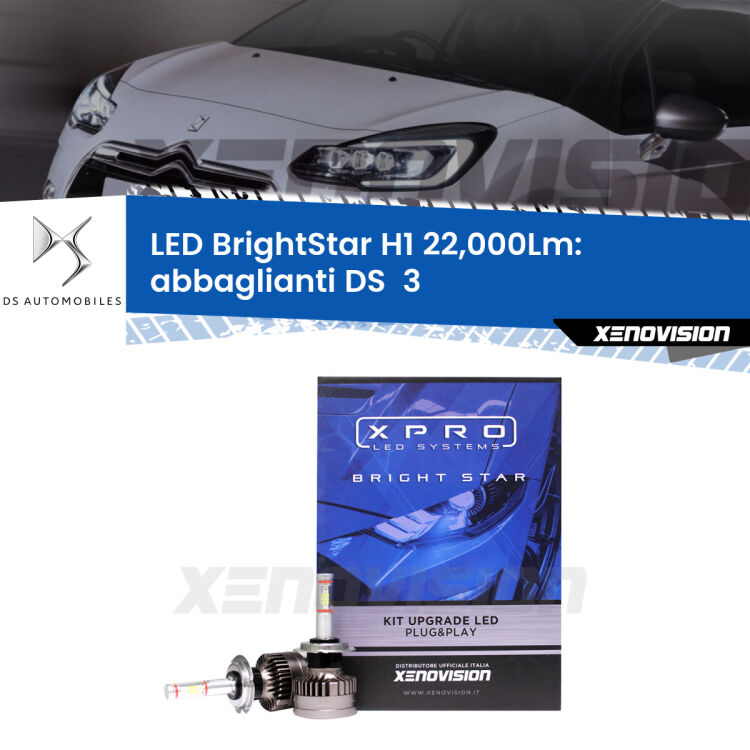 <strong>Kit LED abbaglianti per DS  3</strong>  2015in poi. </strong>Due lampade Canbus H1 Brightstar da 22,000 Lumen. Qualità Massima.