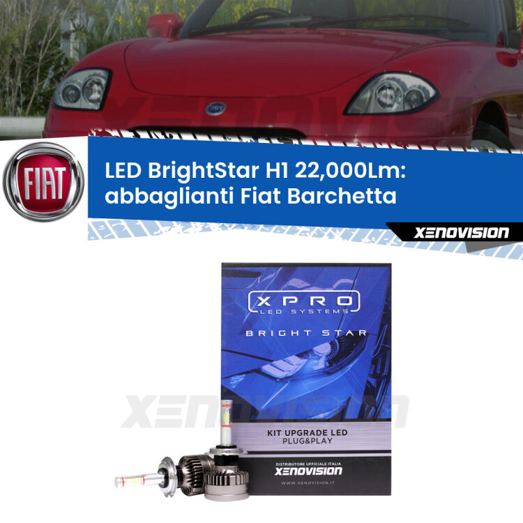 <strong>Kit LED abbaglianti per Fiat Barchetta</strong>  1995-2005. </strong>Due lampade Canbus H1 Brightstar da 22,000 Lumen. Qualità Massima.