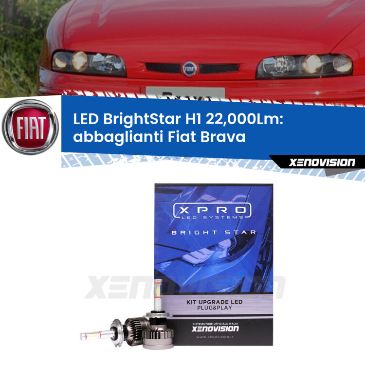 <strong>Kit LED abbaglianti per Fiat Brava</strong>  1995-2001. </strong>Due lampade Canbus H1 Brightstar da 22,000 Lumen. Qualità Massima.