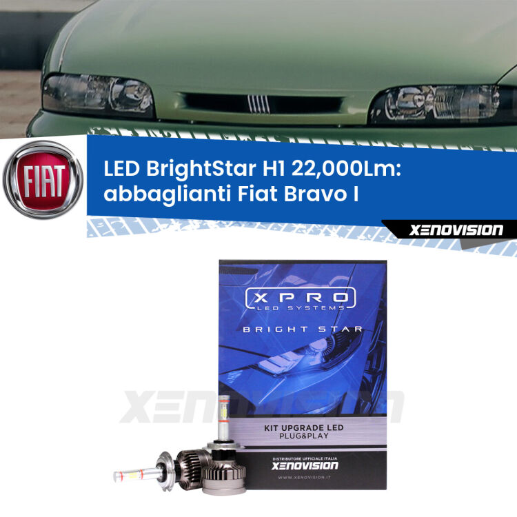 <strong>Kit LED abbaglianti per Fiat Bravo I</strong>  1995-2001. </strong>Due lampade Canbus H1 Brightstar da 22,000 Lumen. Qualità Massima.