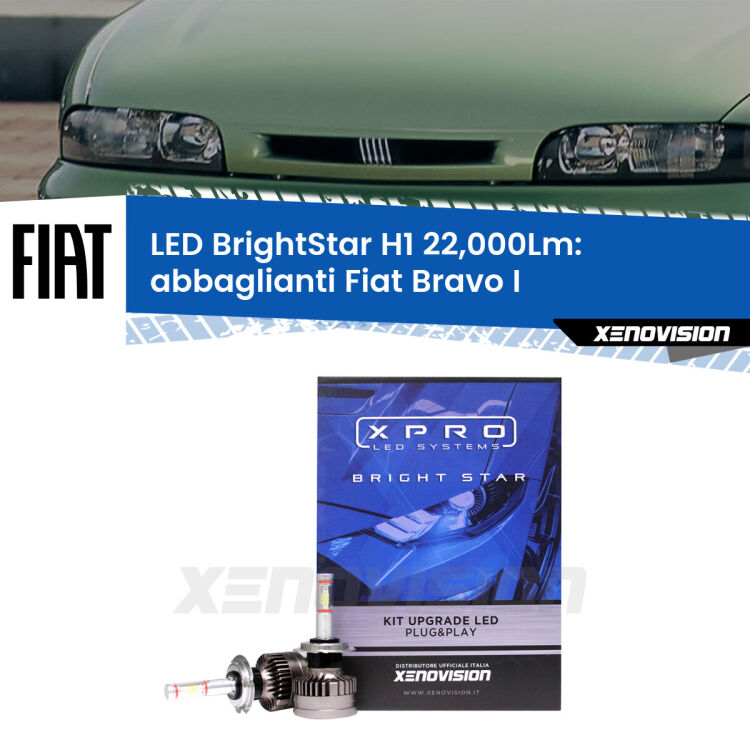 0 Abbaglianti LED H1 22,000Lm per Fiat Bravo I 1995 -2001 <strong>Kit LED abbaglianti per Fiat Bravo I</strong> 1995 -2001. </strong>Due lampade Canbus H1 Brightstar da 22,000 Lumen. Qualità Massima.