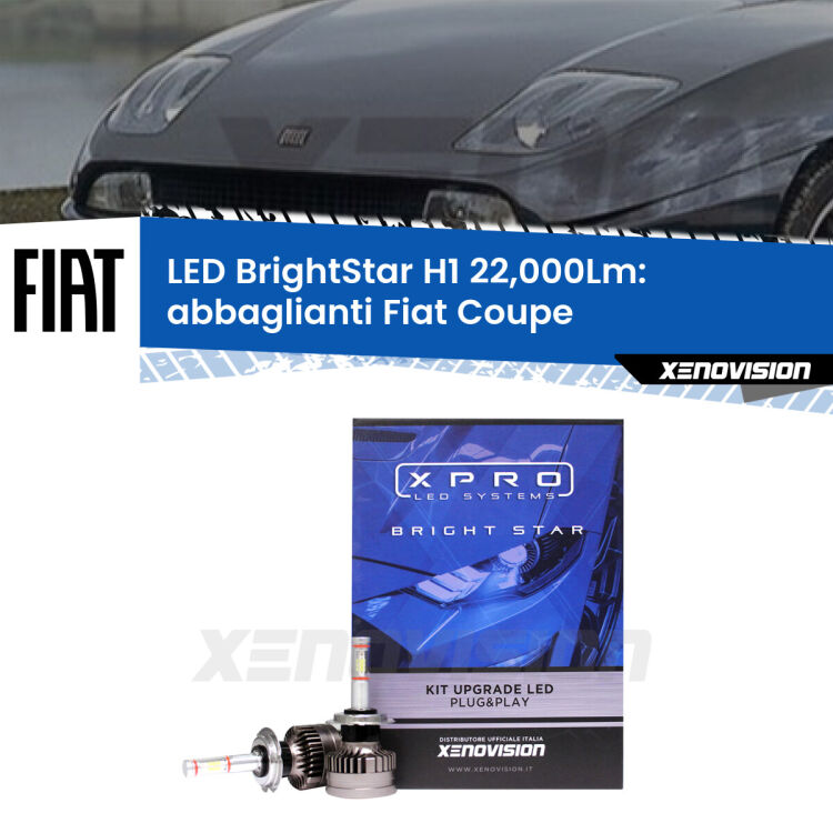 Abbaglianti LED H1 22,000Lm per Fiat Coupe  1993 -2000 <strong>Kit LED abbaglianti per Fiat Coupe</strong>  1993 -2000. </strong>Due lampade Canbus H1 Brightstar da 22,000 Lumen. Qualità Massima.
