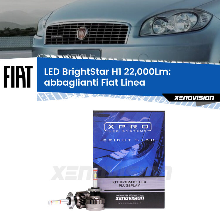 0 Abbaglianti LED H1 22,000Lm per Fiat Linea 2007 -2018 <strong>Kit LED abbaglianti per Fiat Linea</strong> 2007 -2018. </strong>Due lampade Canbus H1 Brightstar da 22,000 Lumen. Qualità Massima.