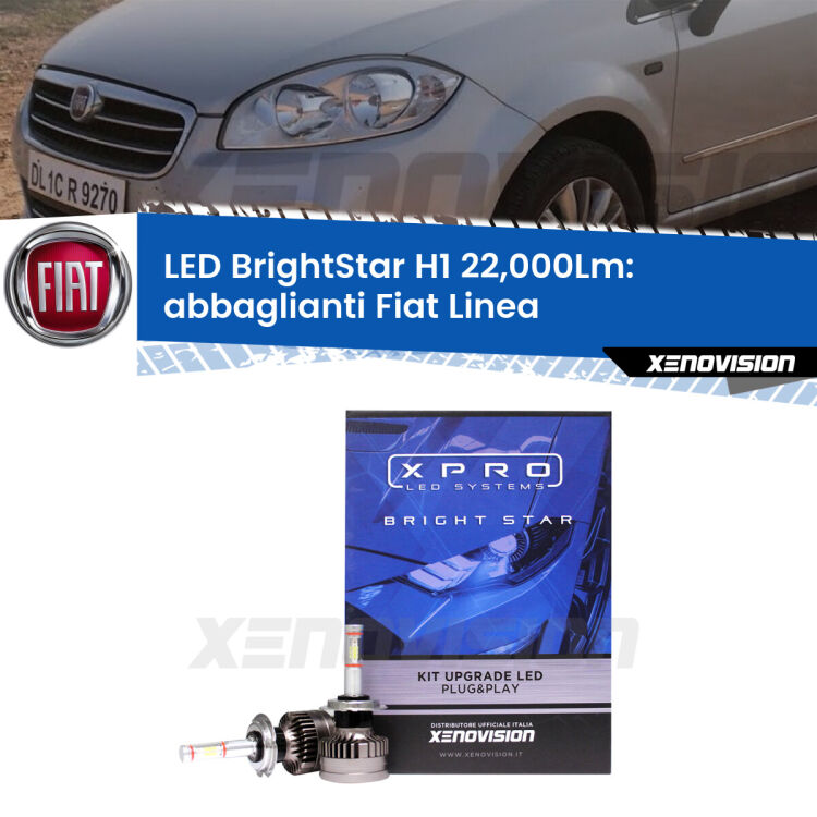 <strong>Kit LED abbaglianti per Fiat Linea</strong>  2007-2018. </strong>Due lampade Canbus H1 Brightstar da 22,000 Lumen. Qualità Massima.