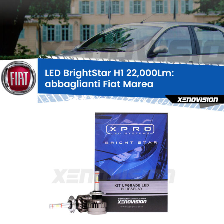 <strong>Kit LED abbaglianti per Fiat Marea</strong>  1996-2002. </strong>Due lampade Canbus H1 Brightstar da 22,000 Lumen. Qualità Massima.