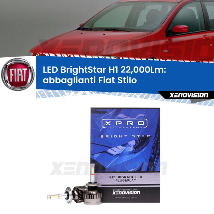 <strong>Kit LED abbaglianti per Fiat Stilo</strong>  2001-2006. </strong>Due lampade Canbus H1 Brightstar da 22,000 Lumen. Qualità Massima.