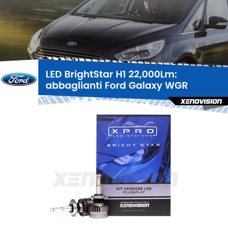 <strong>Kit LED abbaglianti per Ford Galaxy</strong> WGR 1995-2006. </strong>Due lampade Canbus H1 Brightstar da 22,000 Lumen. Qualità Massima.