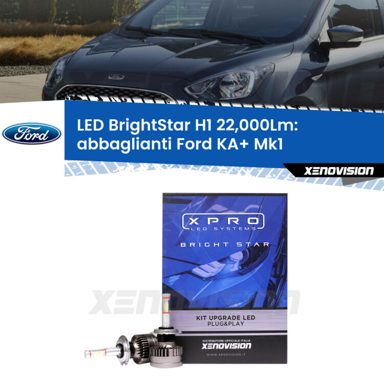 <strong>Kit LED abbaglianti per Ford KA+</strong> Mk1 1996-2008. </strong>Due lampade Canbus H1 Brightstar da 22,000 Lumen. Qualità Massima.
