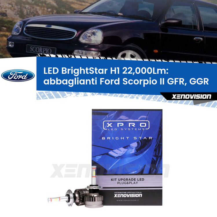 <strong>Kit LED abbaglianti per Ford Scorpio II</strong> GFR, GGR 1994-1998. </strong>Due lampade Canbus H1 Brightstar da 22,000 Lumen. Qualità Massima.