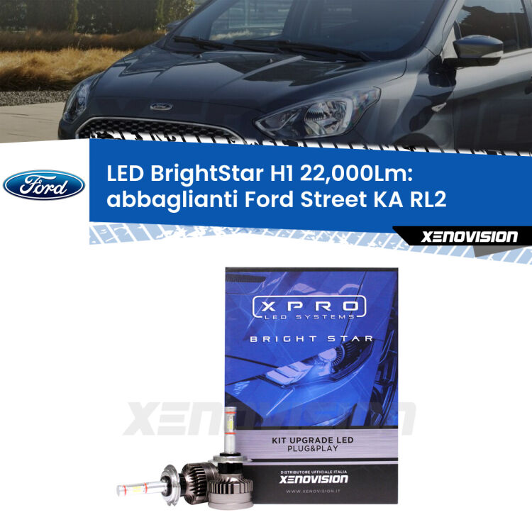 <strong>Kit LED abbaglianti per Ford Street KA</strong> RL2 2003-2005. </strong>Due lampade Canbus H1 Brightstar da 22,000 Lumen. Qualità Massima.