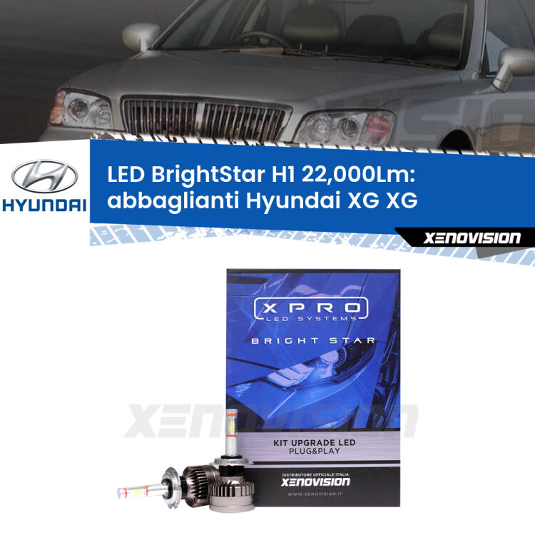 <strong>Kit LED abbaglianti per Hyundai XG</strong> XG 1998-2005. </strong>Due lampade Canbus H1 Brightstar da 22,000 Lumen. Qualità Massima.