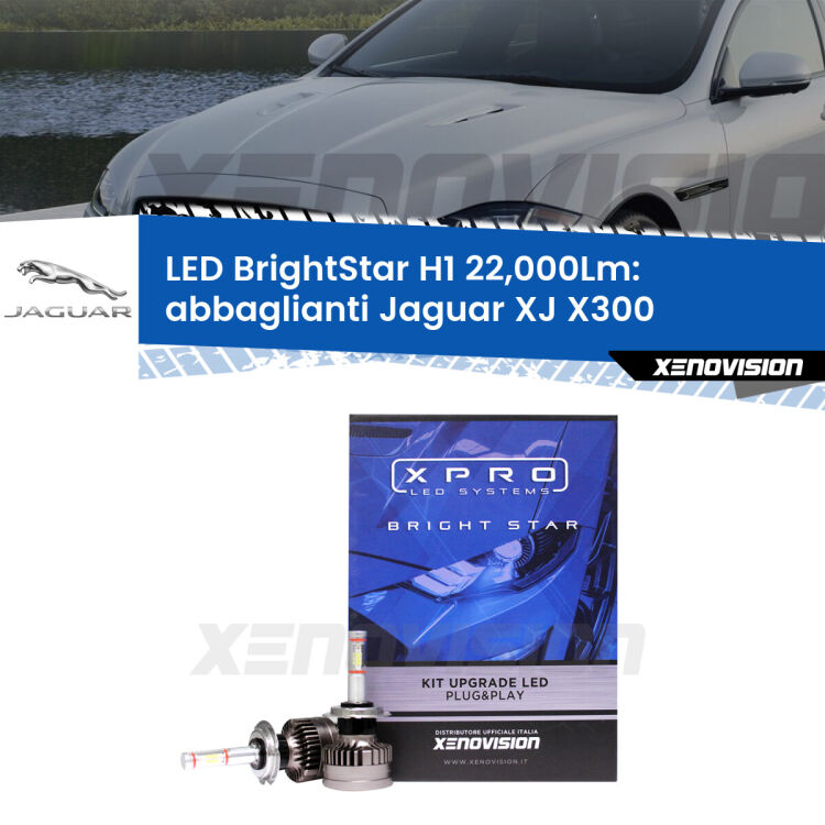 Abbaglianti LED H1 22,000Lm per Jaguar XJ X300 1994 -1997 <strong>Kit LED abbaglianti per Jaguar XJ</strong> X300 1994 -1997. </strong>Due lampade Canbus H1 Brightstar da 22,000 Lumen. Qualità Massima.