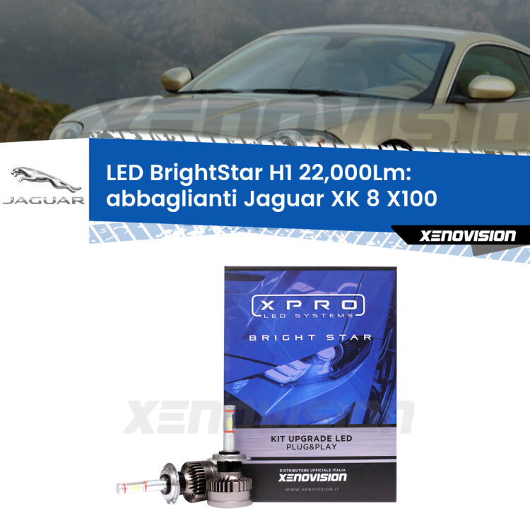 <strong>Kit LED abbaglianti per Jaguar XK 8</strong> X100 1996-2005. </strong>Due lampade Canbus H1 Brightstar da 22,000 Lumen. Qualità Massima.