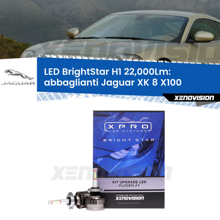 0 Abbaglianti LED H1 22,000Lm per Jaguar XK 8 X100 1996 -2005 <strong>Kit LED abbaglianti per Jaguar XK 8</strong> X100 1996 -2005. </strong>Due lampade Canbus H1 Brightstar da 22,000 Lumen. Qualità Massima.