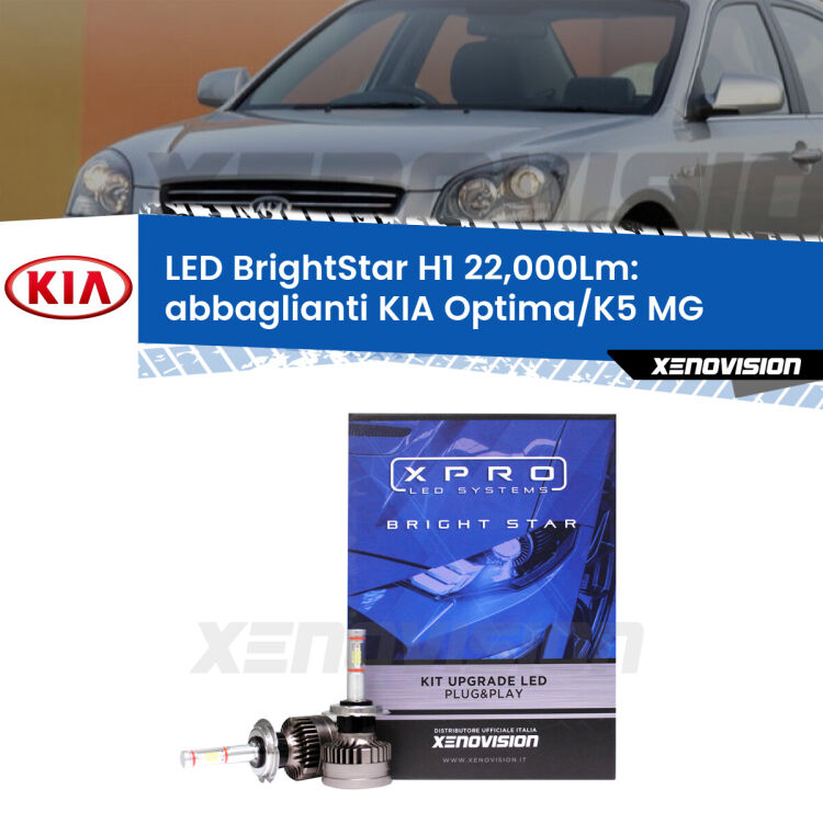 <strong>Kit LED abbaglianti per KIA Optima/K5</strong> MG 2005-2009. </strong>Due lampade Canbus H1 Brightstar da 22,000 Lumen. Qualità Massima.