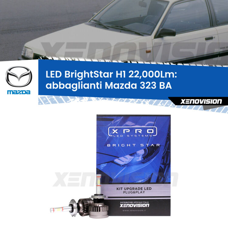 <strong>Kit LED abbaglianti per Mazda 323</strong> BA 1994-1998. </strong>Due lampade Canbus H1 Brightstar da 22,000 Lumen. Qualità Massima.